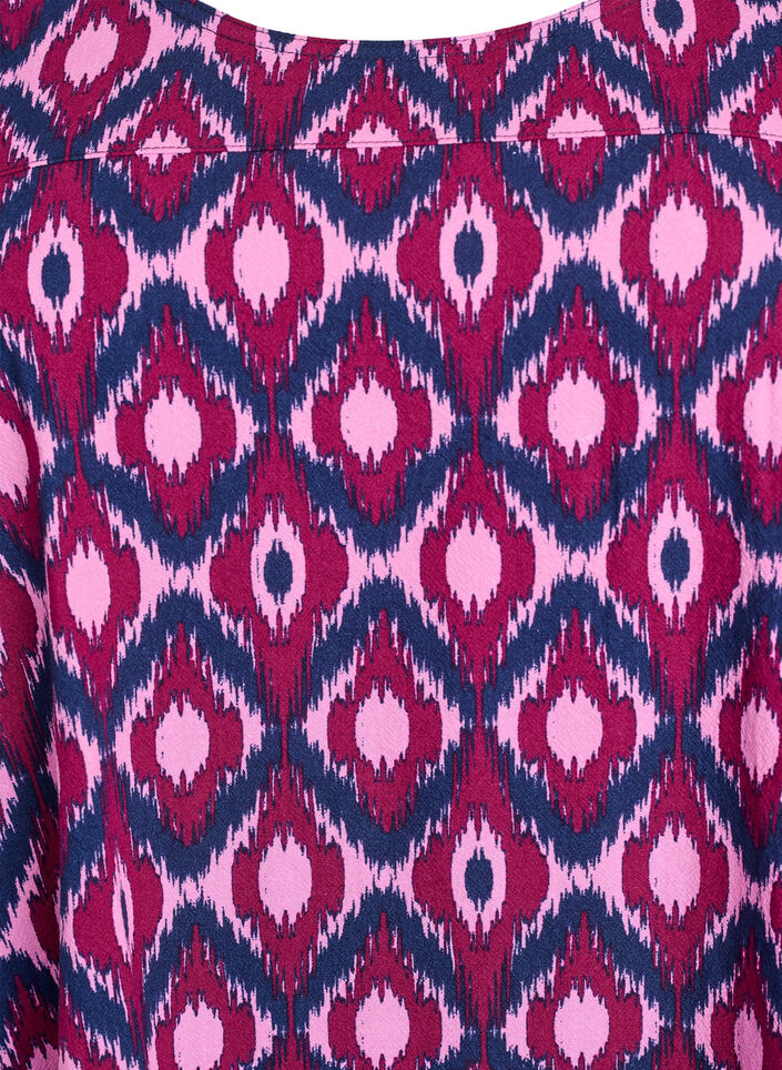 Short cotton dress with 3/4 sleeves and pockets, Pink, Packshot image number 2