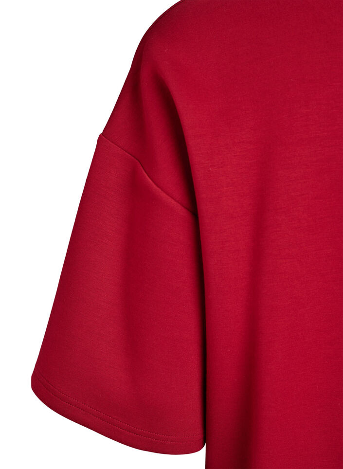 Short loose-fit t-shirt in a modal blend, Red, Packshot image number 3