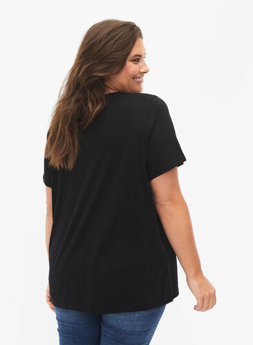 Christmas T-shirt with sequins, Black W. Loading, Model image number 1