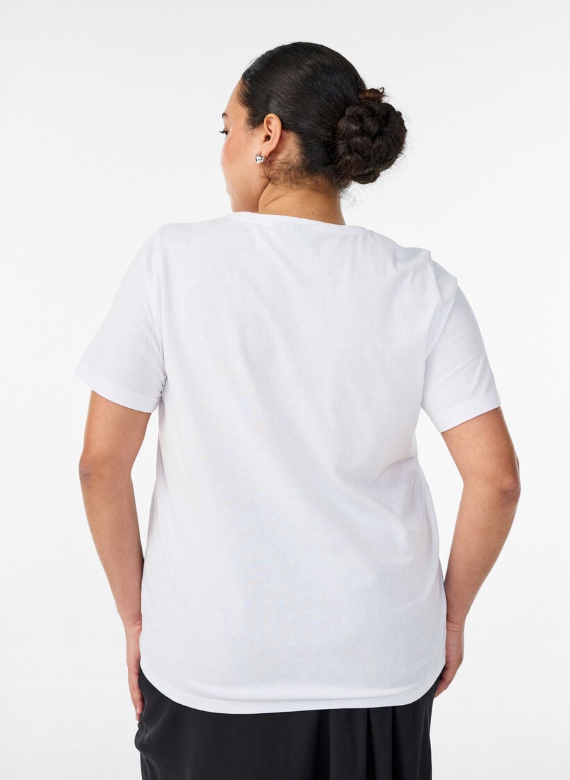T-shirt with motif, White, Model image number 2