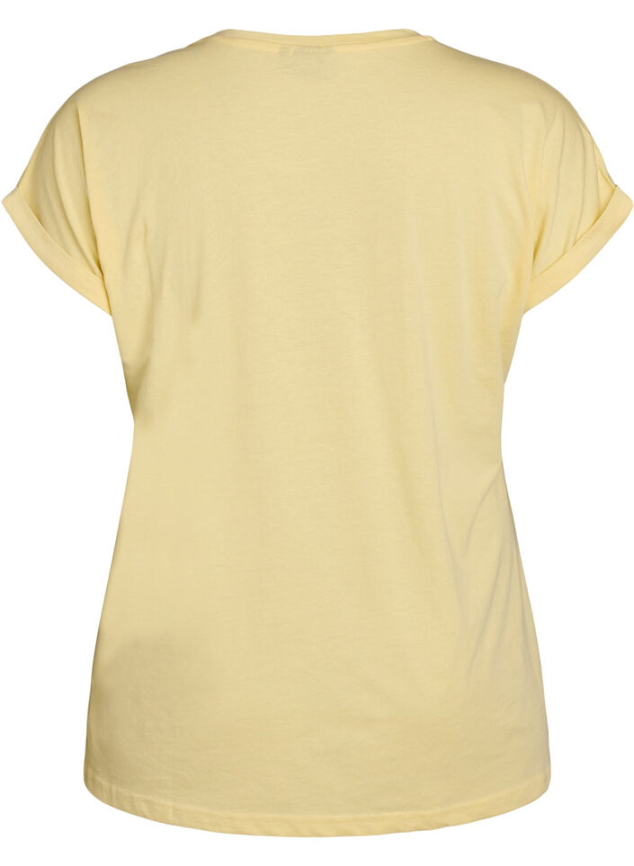 Short sleeve cotton blend T-shirt, Yellow, Packshot image number 1