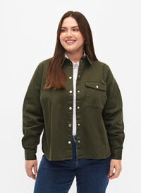 Canvas jacket with buttons, Forest Night, Model