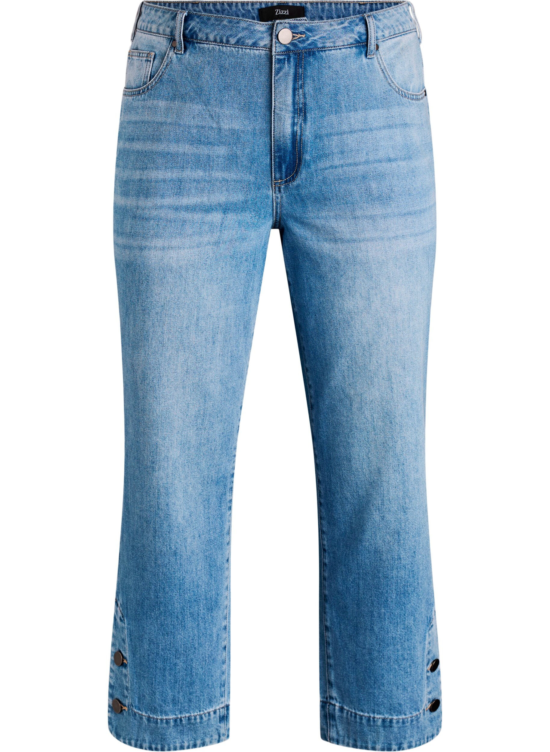 ZizzifashionCropped Kiana jeans with straight fit and button details, Light Blue, Packshot image number 0