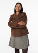 Short jacket with collar and fabric-covered buttons, Brown, Model image number 0