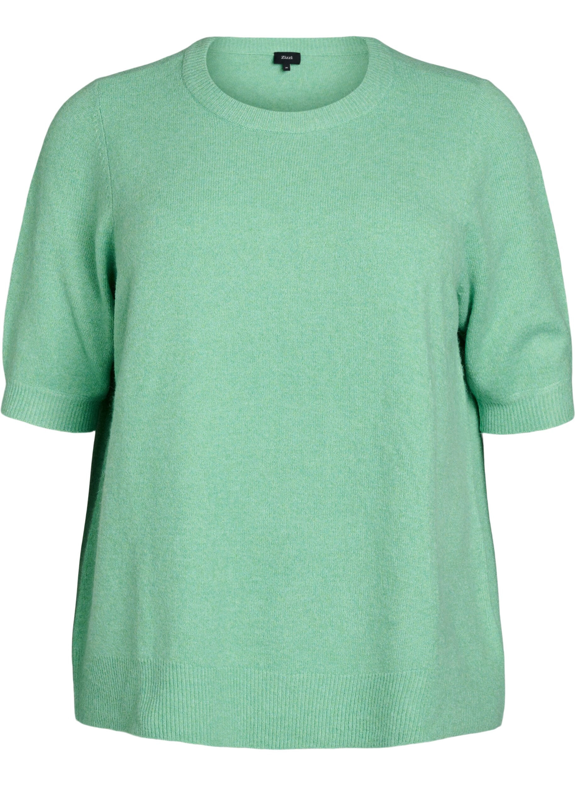 Zizzifashion Knitted blouse with short sleeves, Green, Packshot image number 0