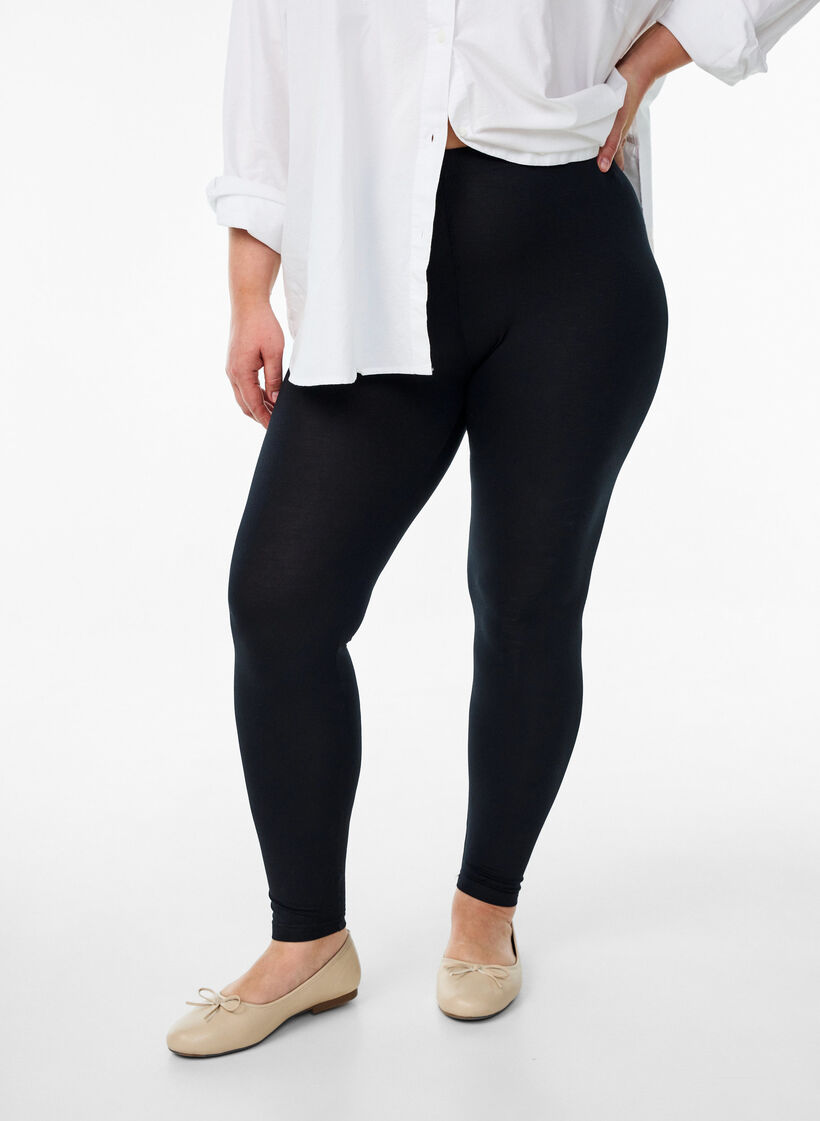 Basic viscose leggings, Black, Model image number 0