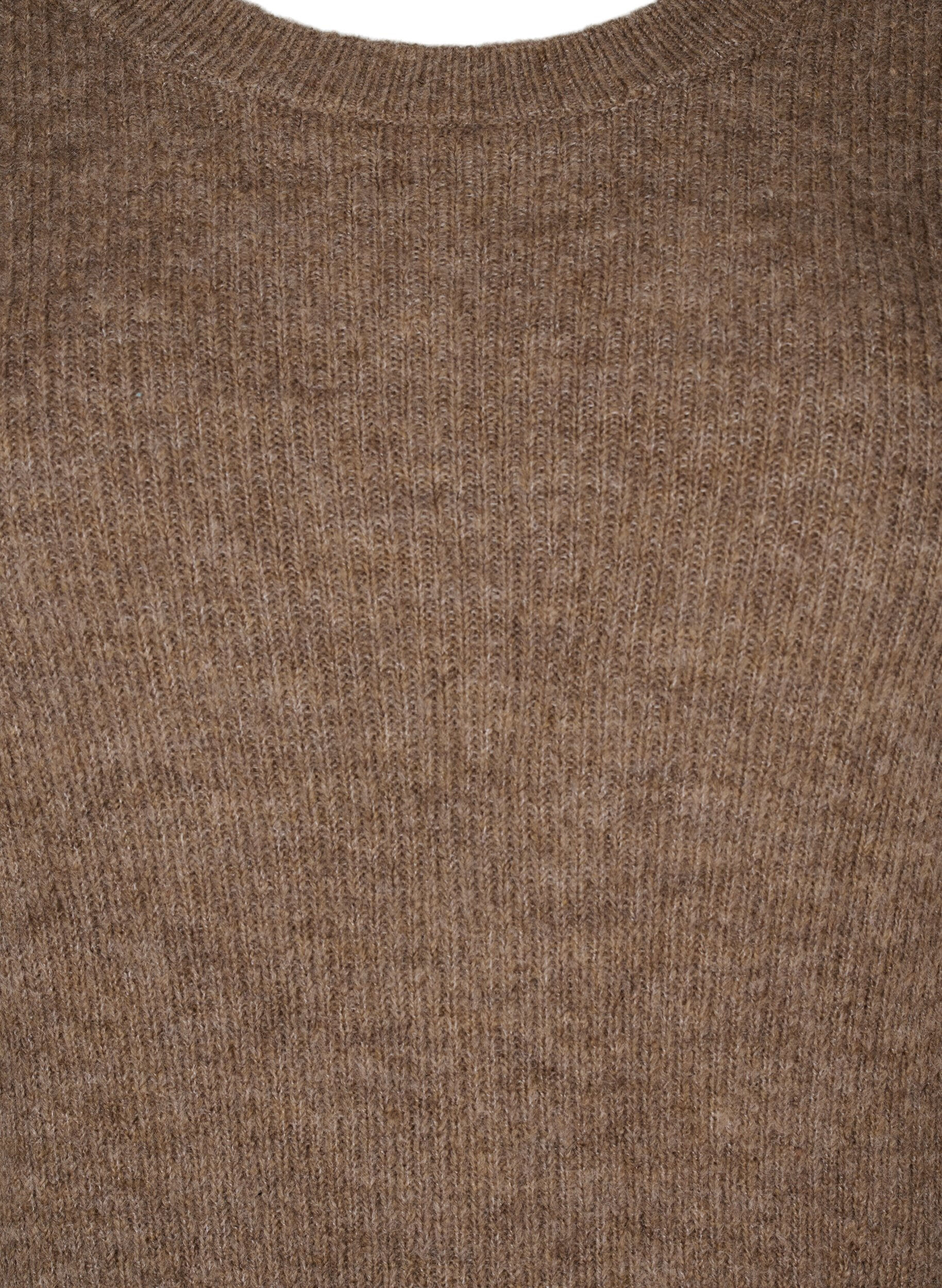 Zizzifashion Long sleeved rib knit dress, Caribou Mel., Packshot image number 2