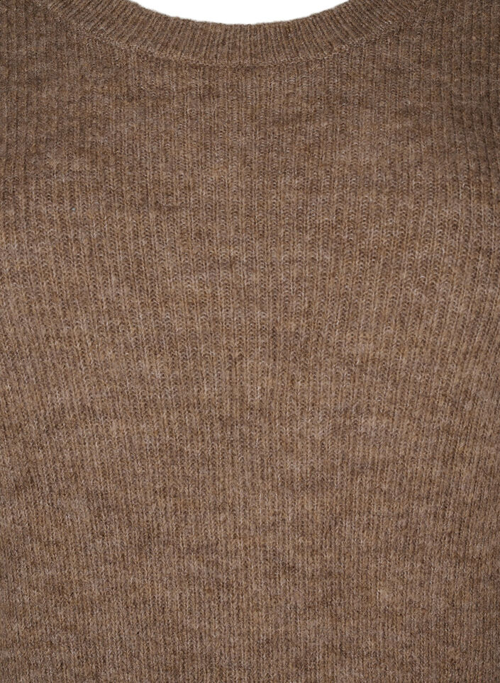 Long sleeved rib knit dress, Caribou Mel., Packshot image number 2