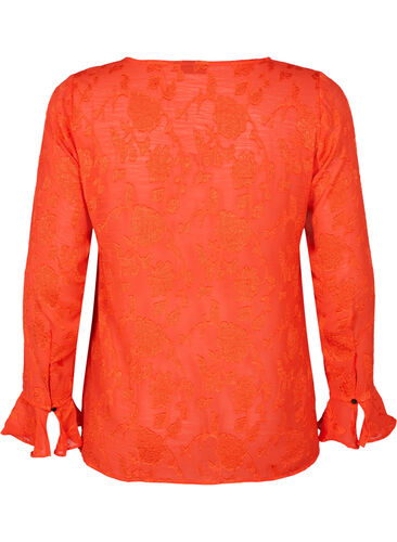 Long-sleeved shirt with jacquard look, Orange.com, Packshot image number 1