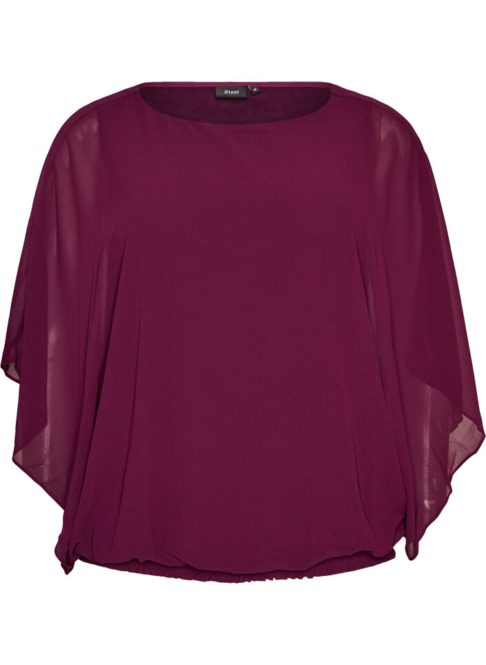 Chiffon blouse with balloon effect, Purple, Packshot image number 0