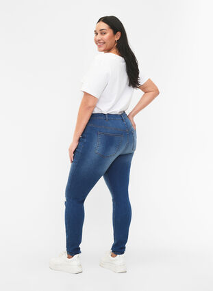 Super slim Sanna jeans with destroy, Blue denim, Model image number 1