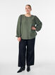 Long-sleeved viscose blouse, Green, Model image number 1