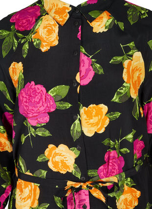 Floral viscose maxi dress with button fastening, Black Flower AOP, Packshot image number 2