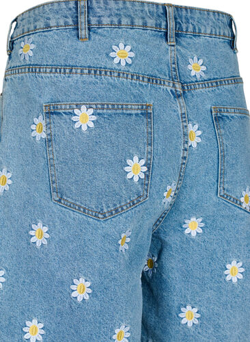 High waisted Mille shorts with embroidered flowers, Light Blue Flower, Packshot image number 3