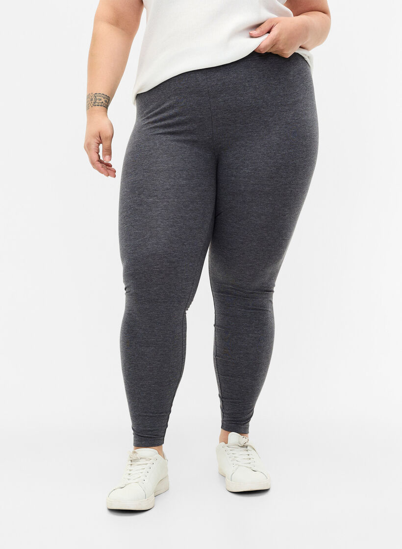 Gray melange leggings, Dark Grey Melange, Model image number 0