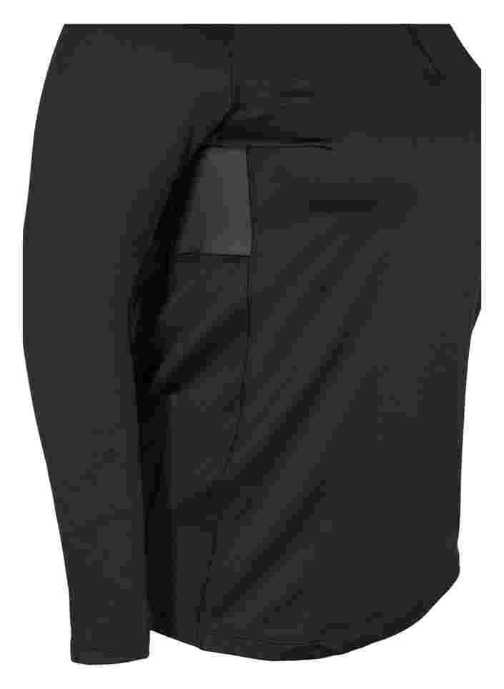 High neck exercise top with zip, Black, Packshot image number 2