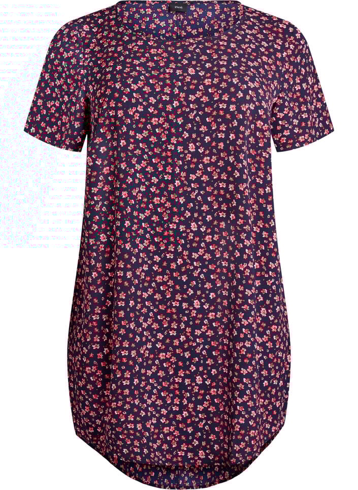 Dress with print and short sleeves, Blue, Packshot image number 0