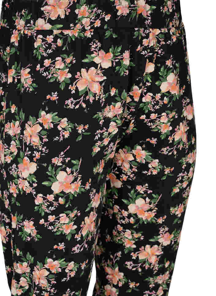 Cotton night trousers with floral print, Black Flower, Packshot image number 2