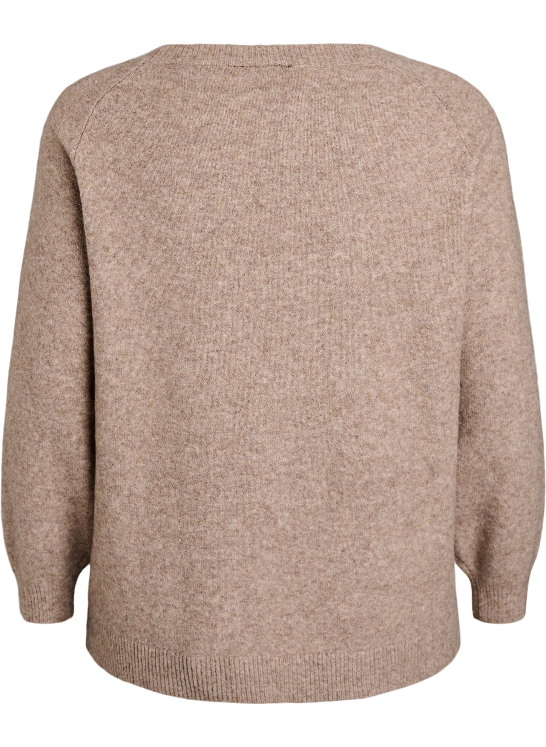 ZizzifashionKnitted blouse with rhinestones and studs, Beige, Packshot image number 1