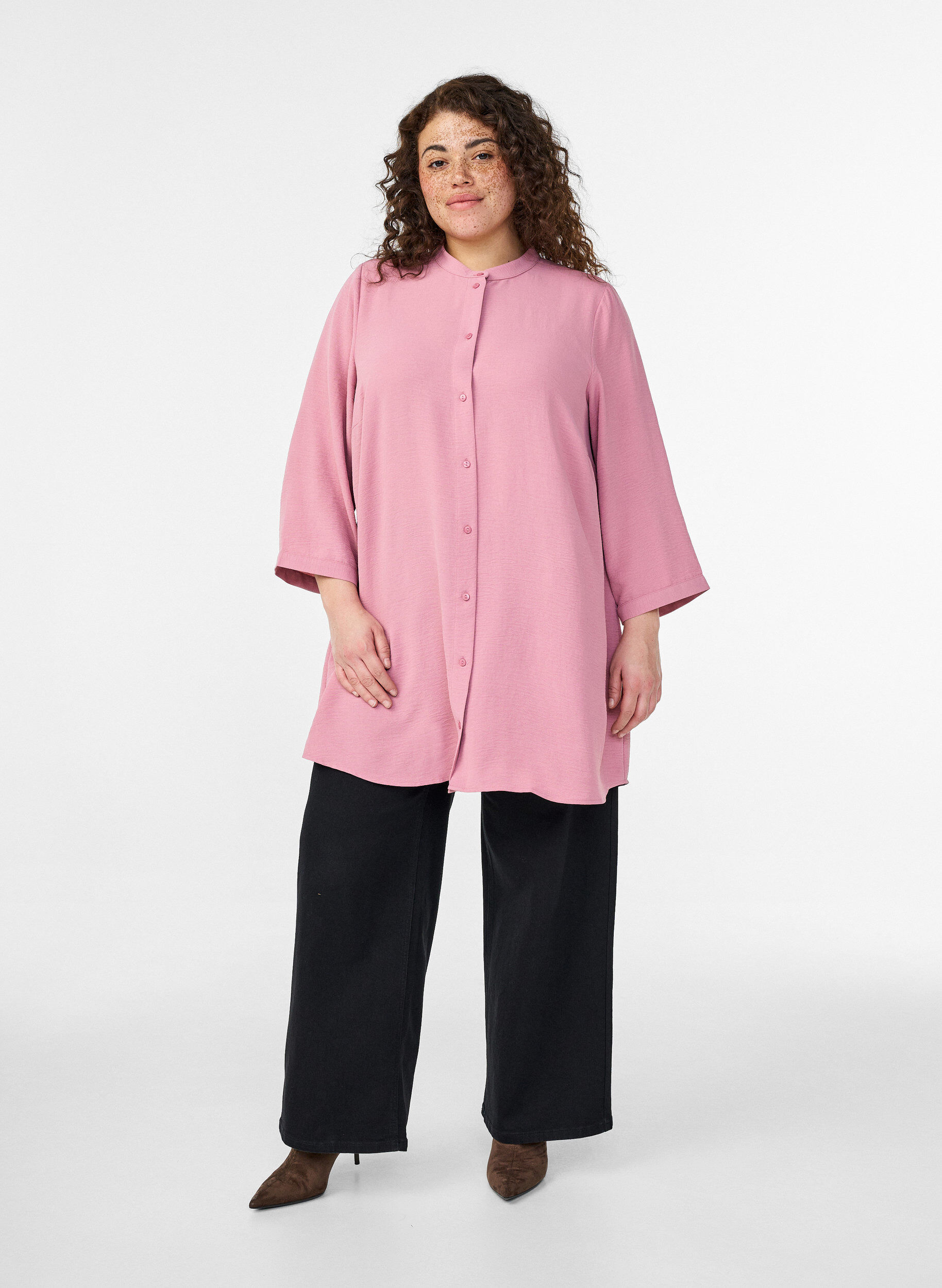 ZizzifashionTunic with 3/4 sleeves, Rose, Model image number 1