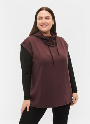 Short sleeve sweatshirt with hood, Brown Red Ass, Model image number 0