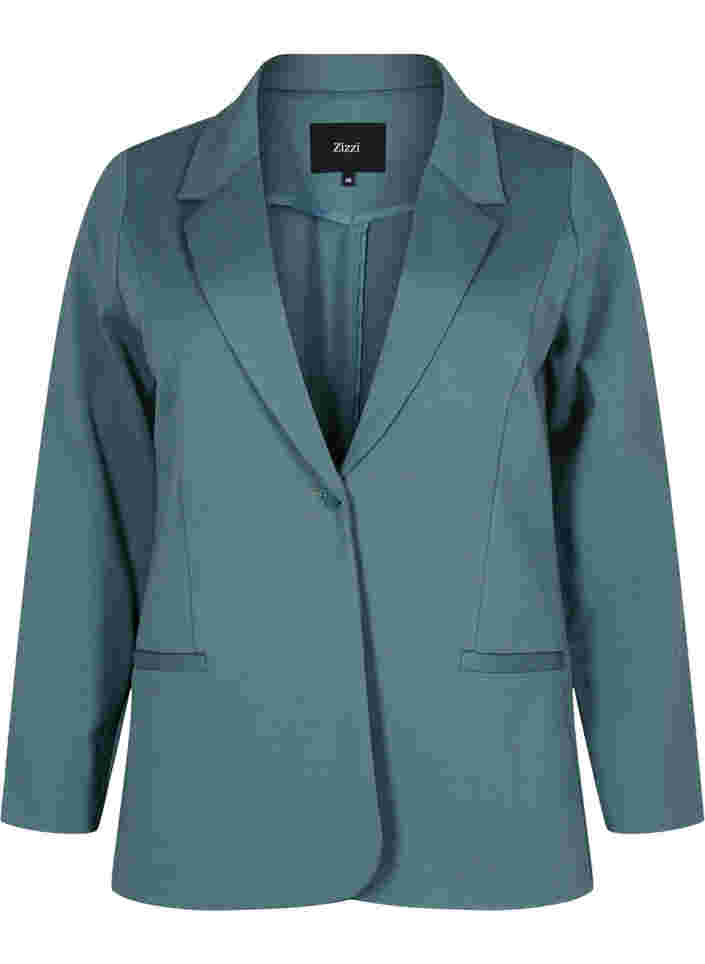 Simple blazer with button, Silver Pine, Packshot image number 0