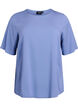 FLASH - Short-sleeved woven blouse with round neck, Blue, Packshot image number 0
