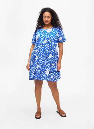 FLASH - Dress in viscose with cutline, Nautical Bl.Wh.AOP, Model image number 2