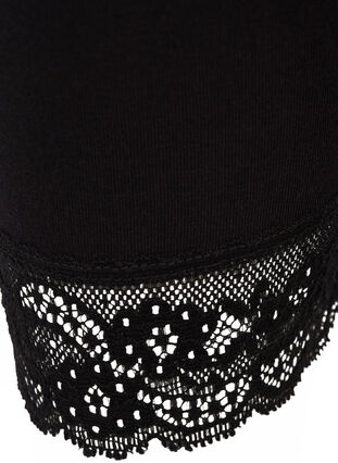 Basic 3/4 leggings with lace trim, Black, Packshot image number 2