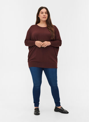 Knitted jumper with round neckline, Bitter Chocolate, Model image number 2
