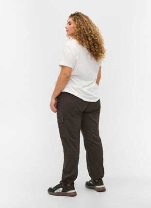 Loose cargo trousers in cotton, Khaki Green, Model image number 1