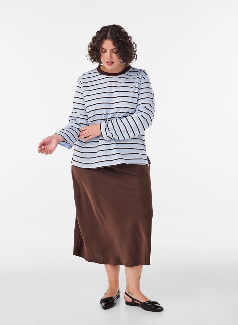 Basic t-shirt with long sleeves, Blue, Model image number 1