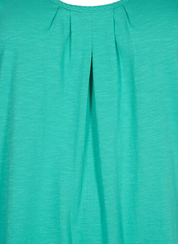 Cotton top with lace trim, Aqua Green, Packshot image number 2