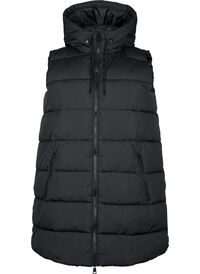 Long vest with hood and pockets