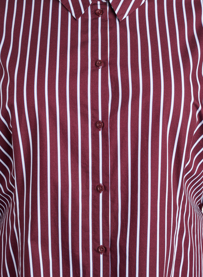 Striped shirt dress with an elasticated waist, Dark Bordeaux, Packshot image number 2
