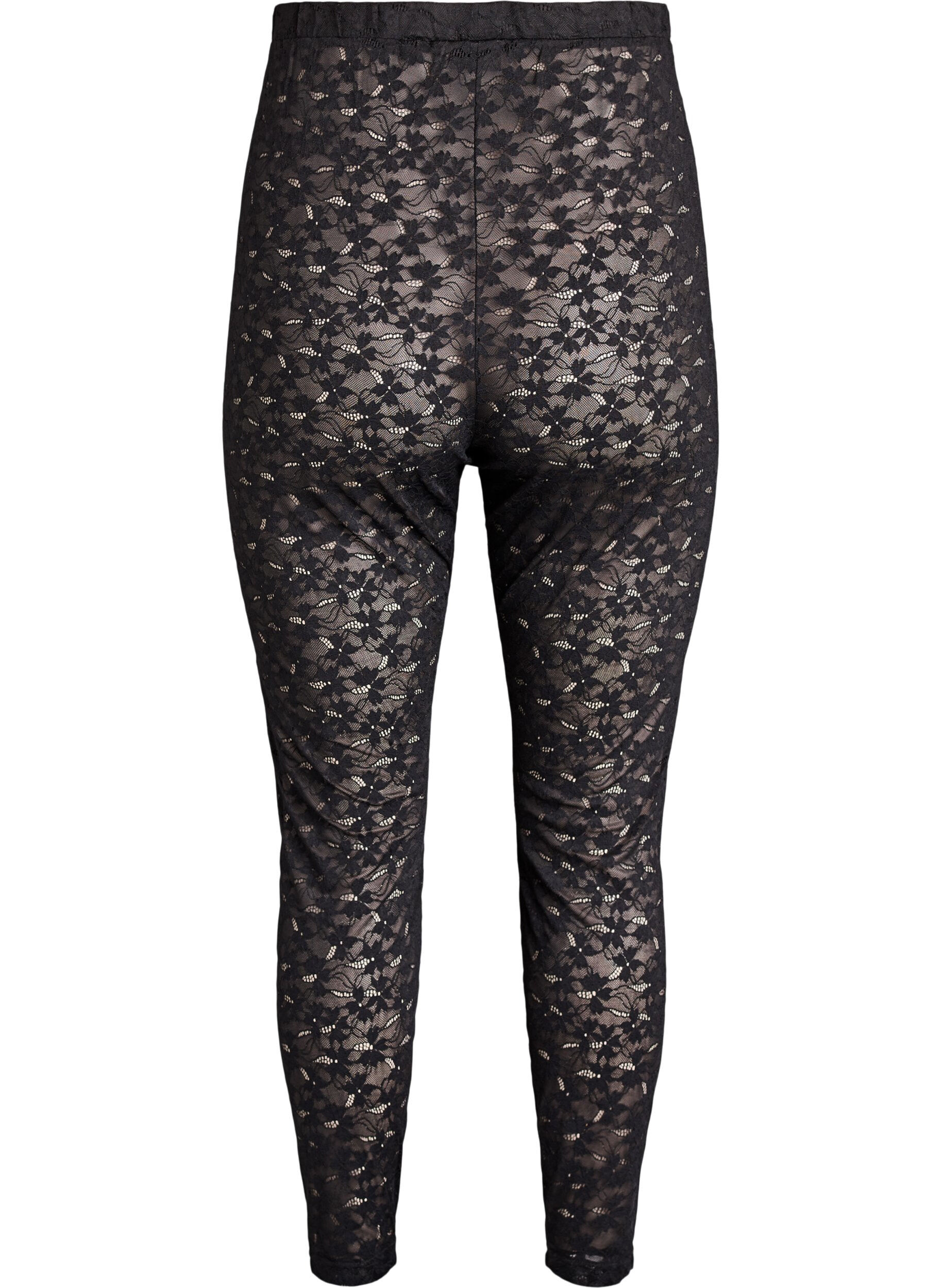 Zizzifashion Lace leggings with a high waist, Black, Packshot image number 1