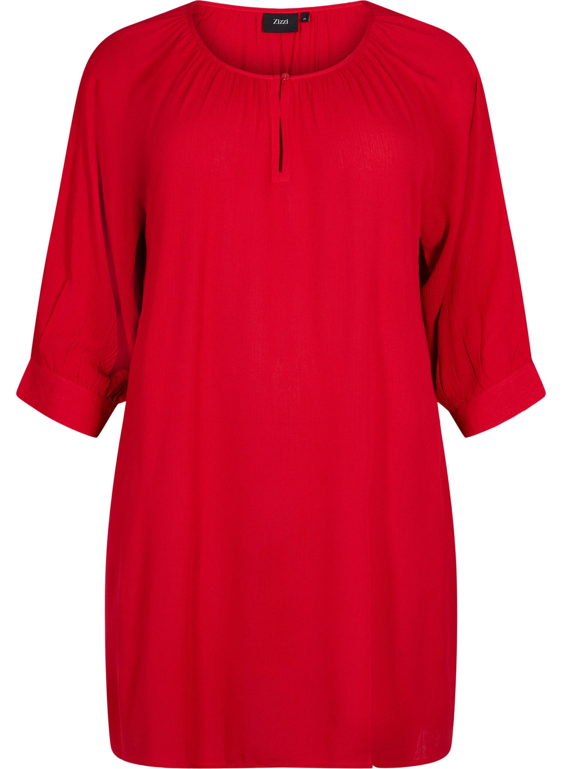 Zizzifashion Viscose tunic with 3/4 sleeves, Red, Packshot image number 0