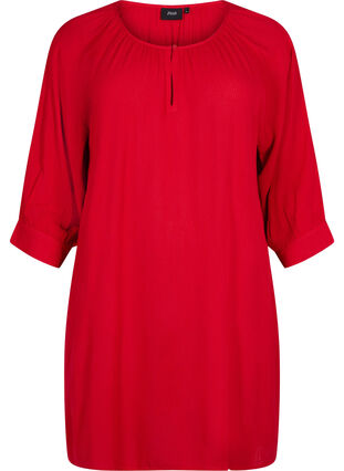 Viscose tunic with 3/4 sleeves, Barbados Cherry, Packshot image number 0