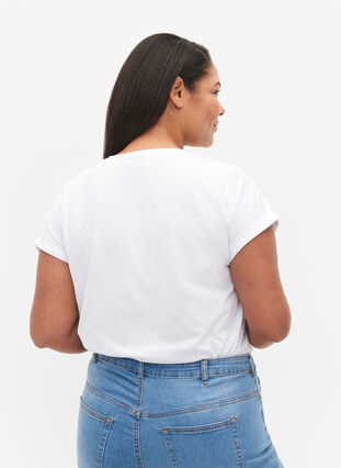 Short sleeved cotton blend t-shirt, Bright White, Model image number 1