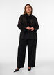 Viscose blouse with ruffles and long sleeves, Black, Model image number 1