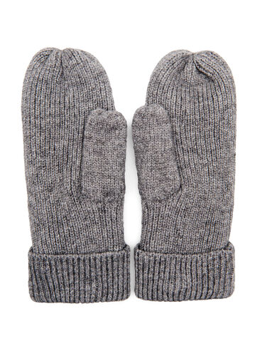 Knitted mittens, Medium Grey Melange, Packshot image number 0