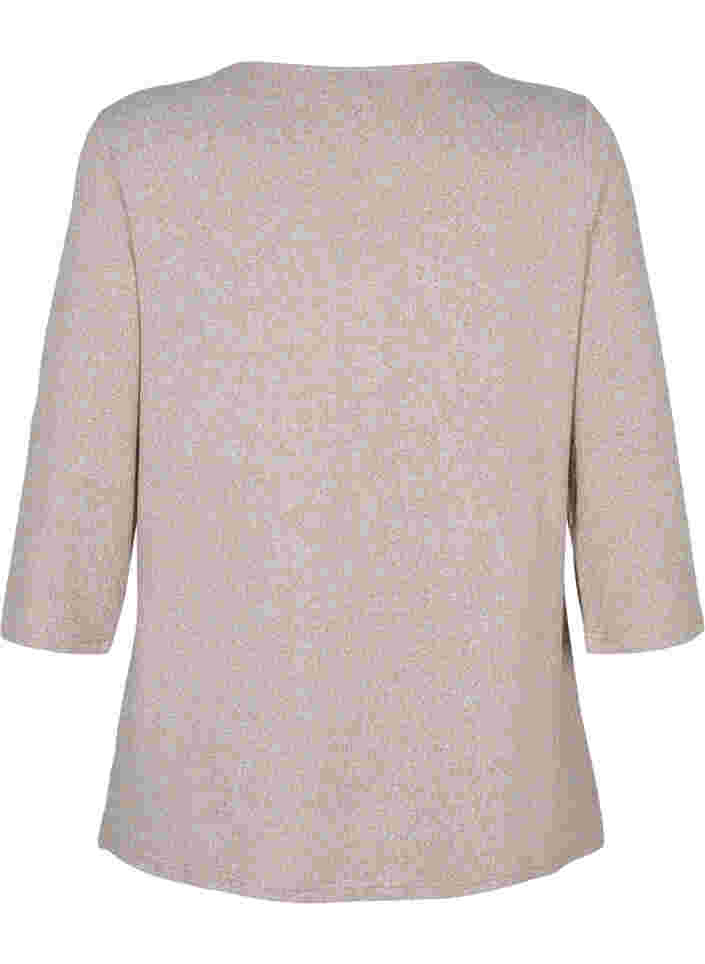 Blouse with buttons and 3/4 sleeves, Umber Melange, Packshot image number 1
