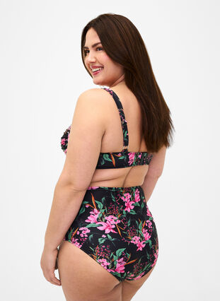 Extra high-waisted bikini bottom with print, Palm Leaf AOP, Model image number 1