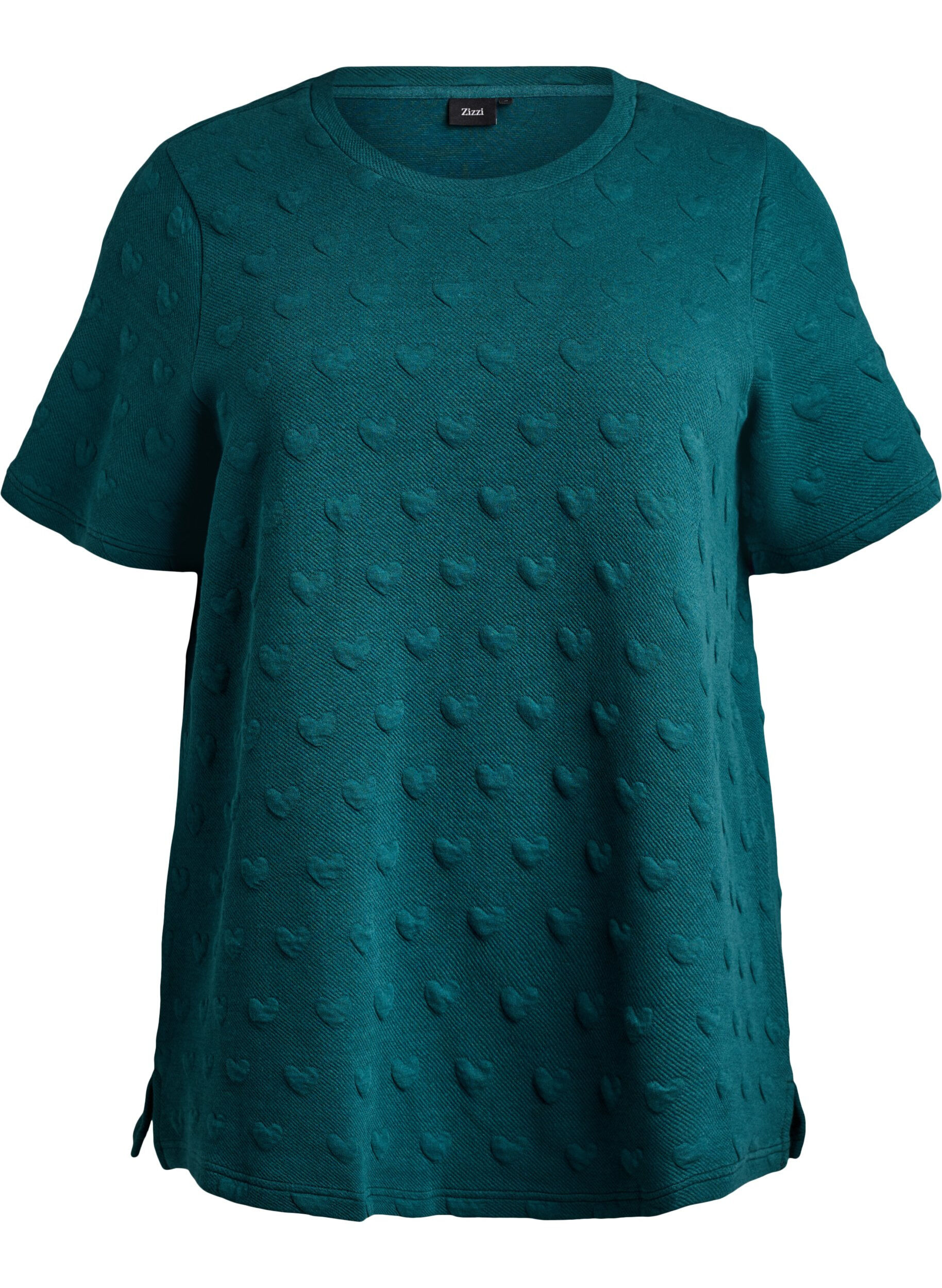 Zizzifashion T-shirt in embossed cotton jersey, Green, Packshot image number 0