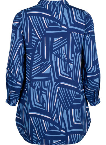FLASH - Printed tunic with long sleeves, Medieval Blue AOP, Packshot image number 1