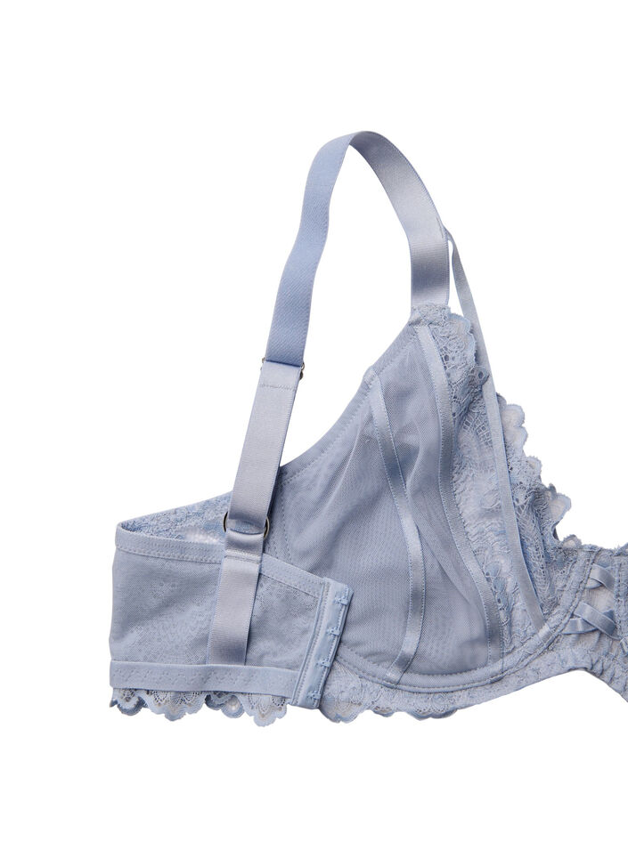 Full-coverage bra with lace and string details, Light Blue, Packshot image number 3