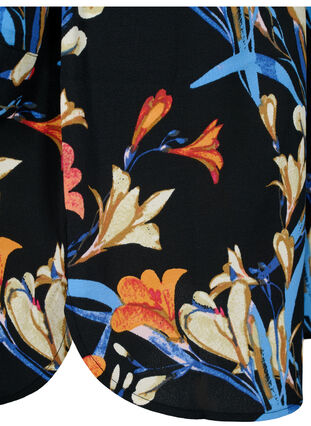 Printed dress with drawstring at the waist, Black Flower AOP, Packshot image number 4