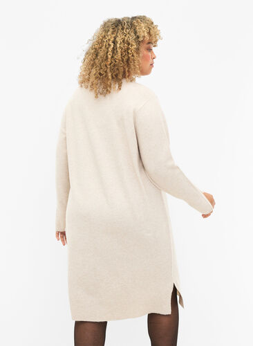 Knitted dress with slit in the sleeves, Pumice Stone Mel., Model image number 1