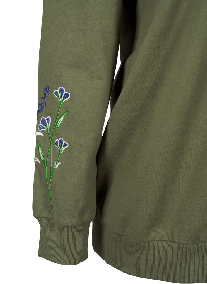 Sweatshirt with embroidered flowers, D. L. Green W. emb., Packshot image number 3
