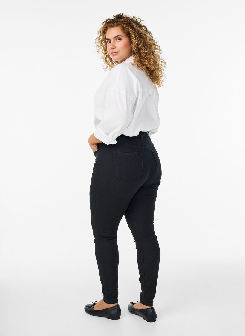 Amy high-waisted super slim fit jeans, Black, Model image number 1